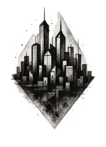 abstrakte-darstellung-einer-stadtlandschaft-in-schwarz-weiss