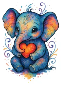 bunter-elefant-mit-herz-tattoo-vorlage