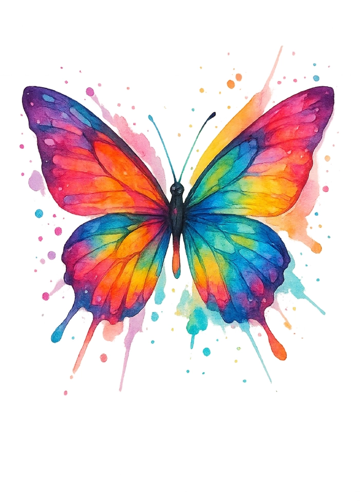 Tattoovorlage bunter Schmetterling in Wasserfarben