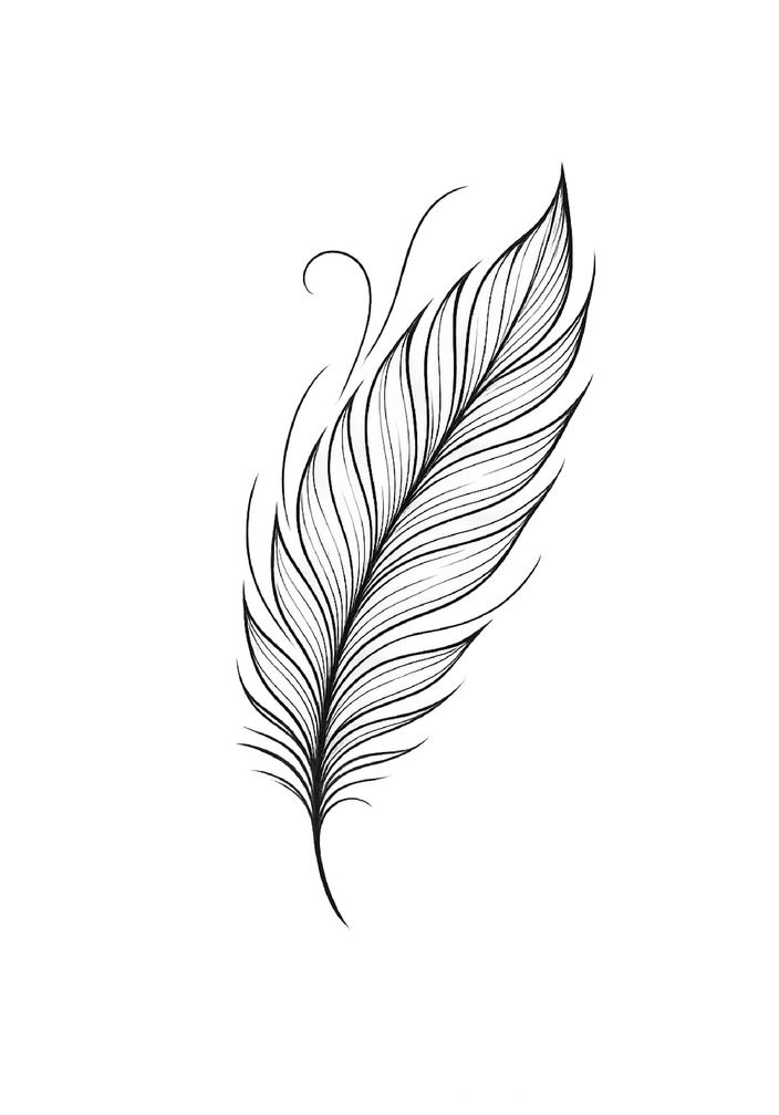 Tattoovorlage Feder mit feinen Linien und Anmut