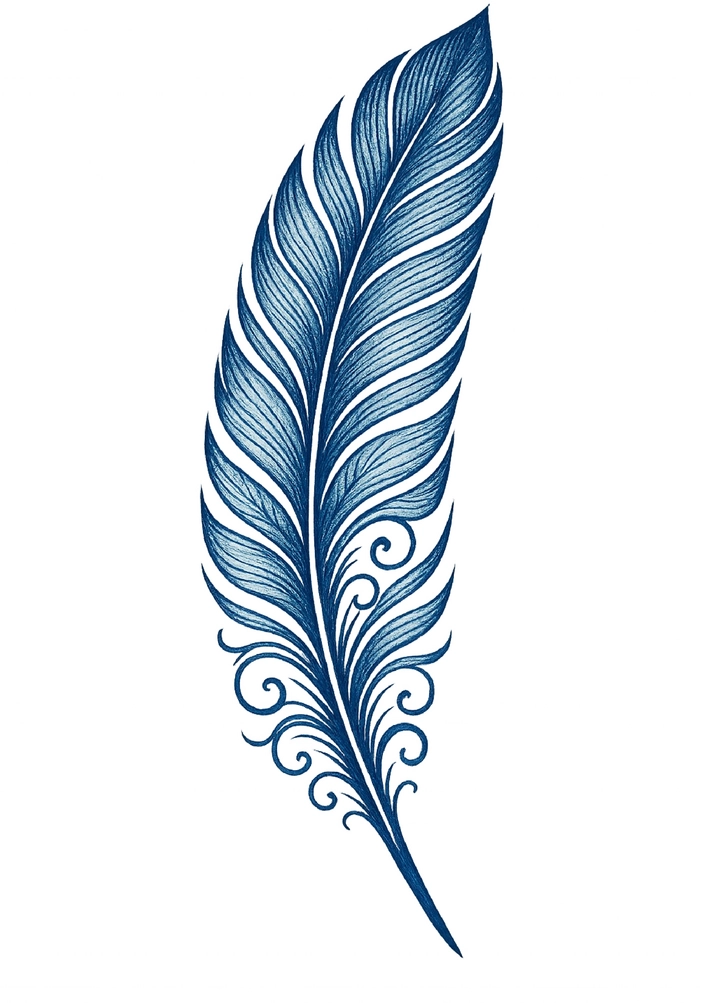 Tattoovorlage - Elegante Feder mit filigranen Details