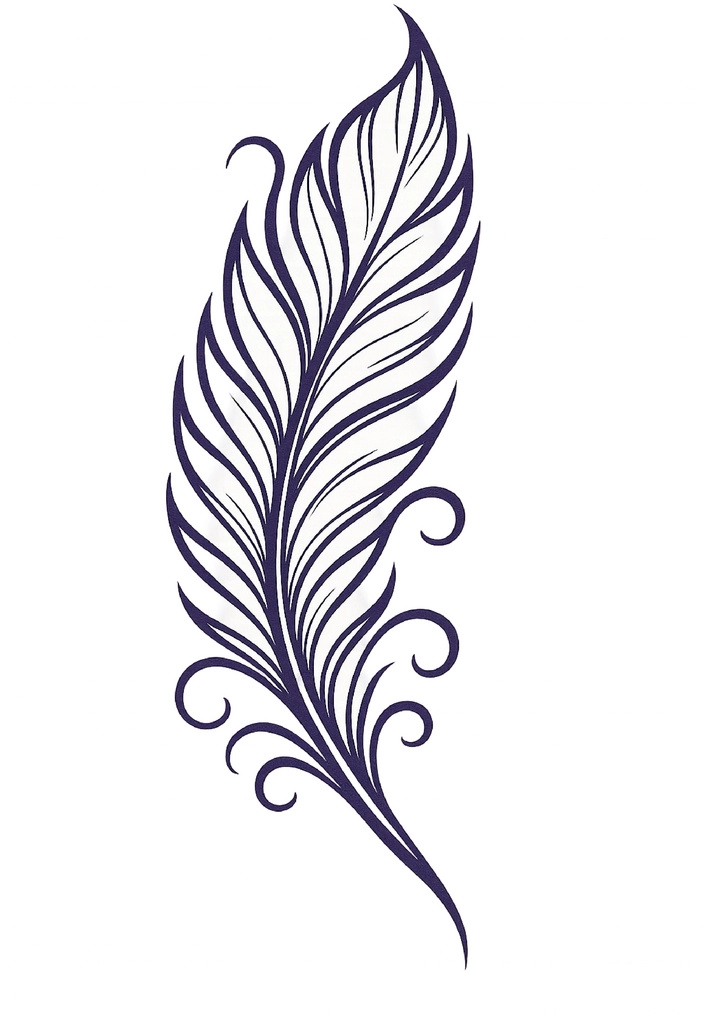 Tattoovorlage elegante Feder mit geschwungenen Linien