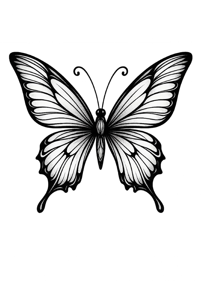 Tattoovorlage eleganter Schmetterling mit filigranen Flügeln