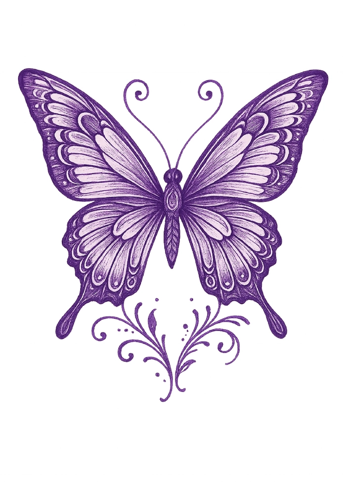 Tattoo Vorlage Schmetterling mit feinen Details für den Nacken