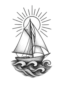 elegantes-segelboot-wellen-sonne-oberschenkel-schwarz-weiss