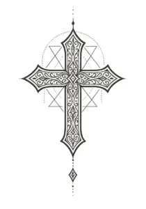 filigranes-geometrisches-kreuz-tattoo-vorlage