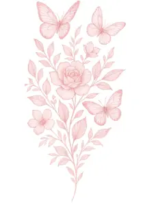 florale-komposition-mit-schmetterlingen-und-rose-tattoo-vorlage
