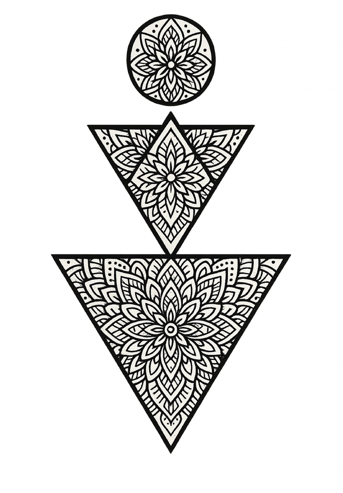 Tattoovorlage mit geometrischen Mandala-Mustern für Frauen