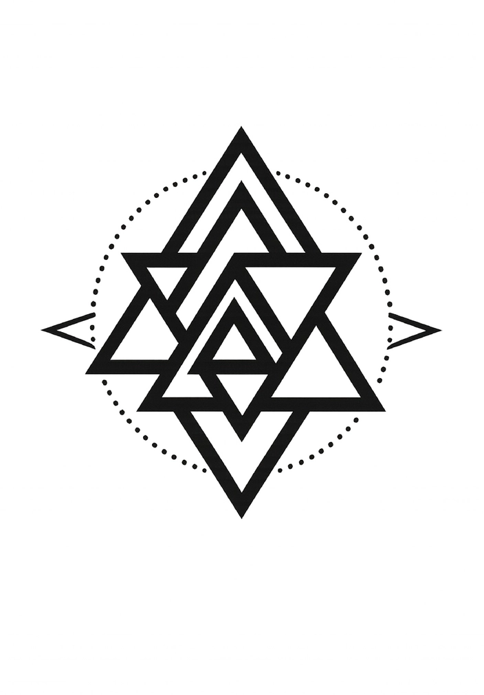 Geometrische Tattoovorlage mit überlagerten Dreiecken