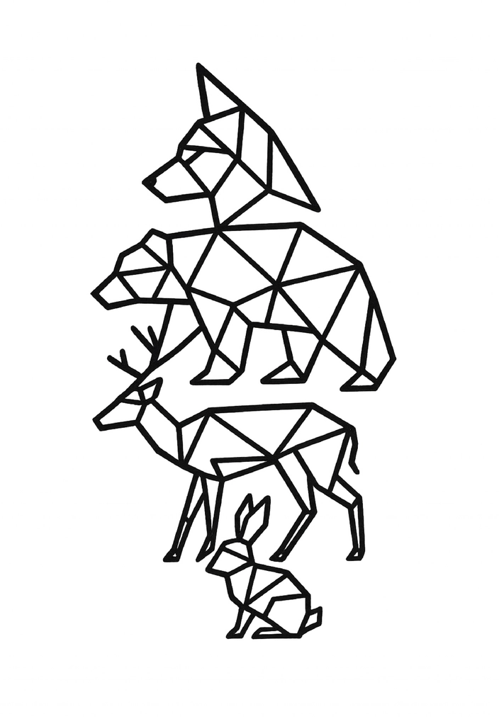 Tattoovorlage mit geometrischen Tieren für Finger