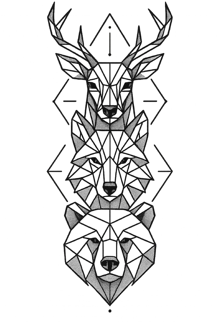 Tattoovorlage geometrische Tiermotive für Männer