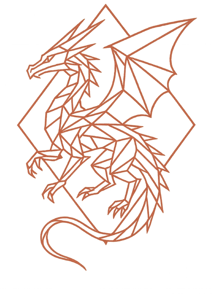 Tattoovorlage geometrischer Drache mit klaren Linien