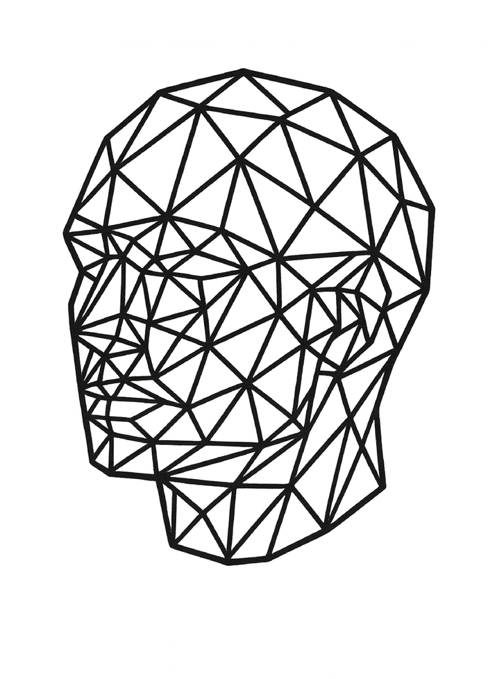 Tattoovorlage geometrischer Kopf in Schwarz-Weiß