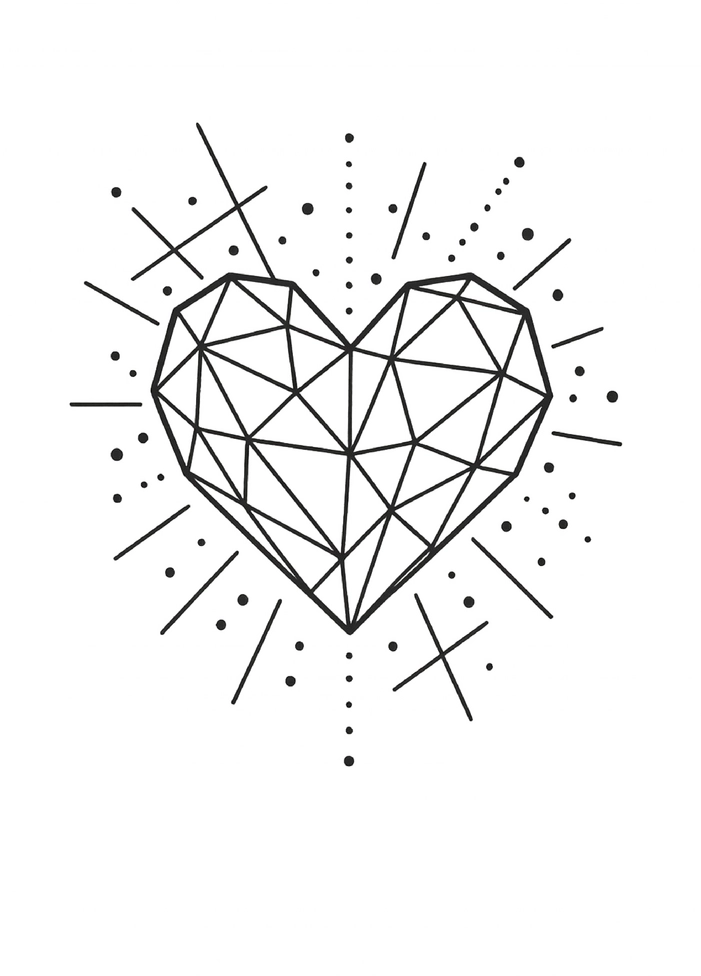 Tattoovorlage geometrisches Herz mit dynamischem Design