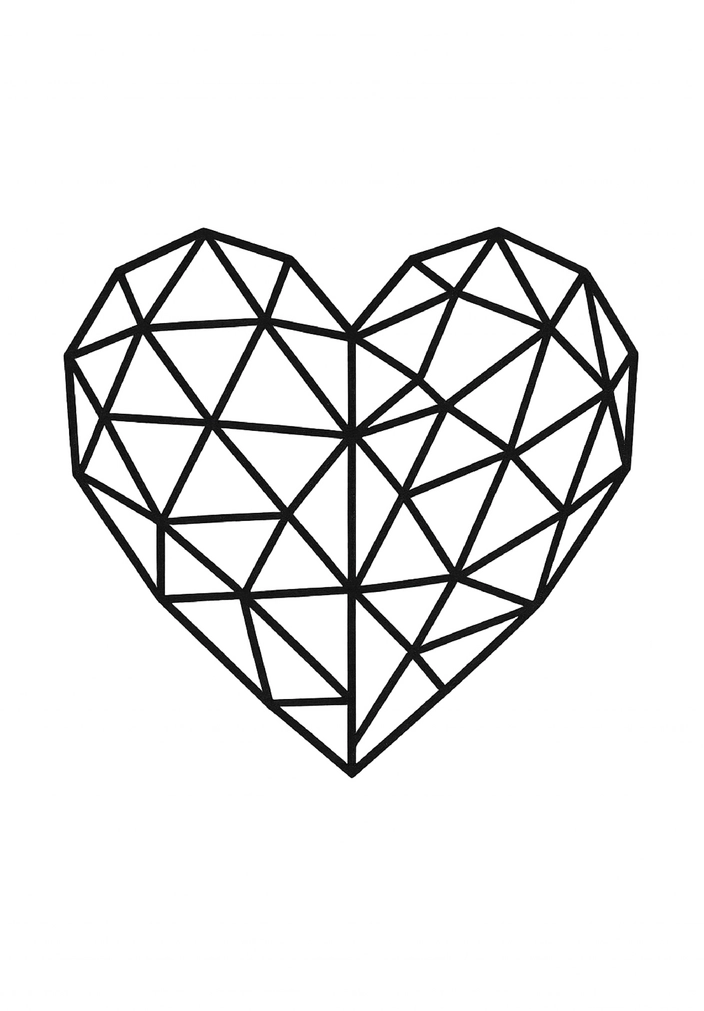 Tattoo-Vorlage Geometrisches Herz mit Facetten