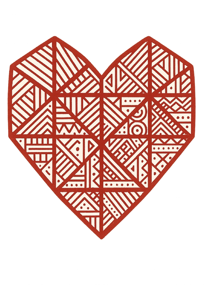 Tattoovorlage geometrisches Herz mit Mustern für den Oberarm