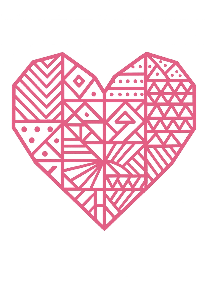 Tattoovorlage geometrisches Herz mit Mustern in Pink