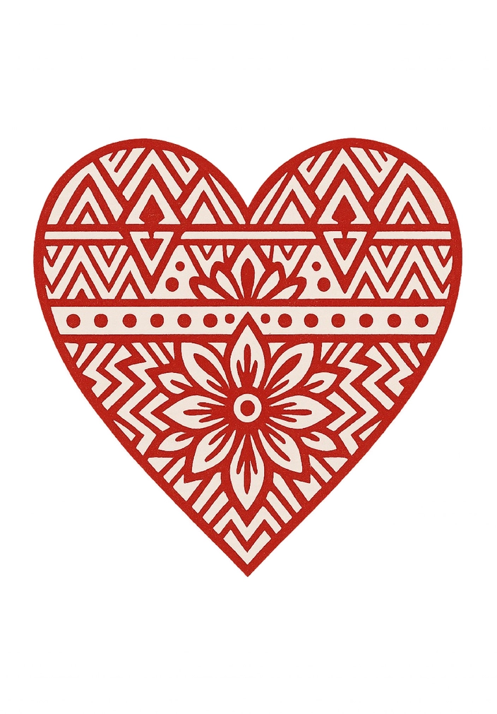 Tattoovorlage geometrisches Herz mit Mustern
