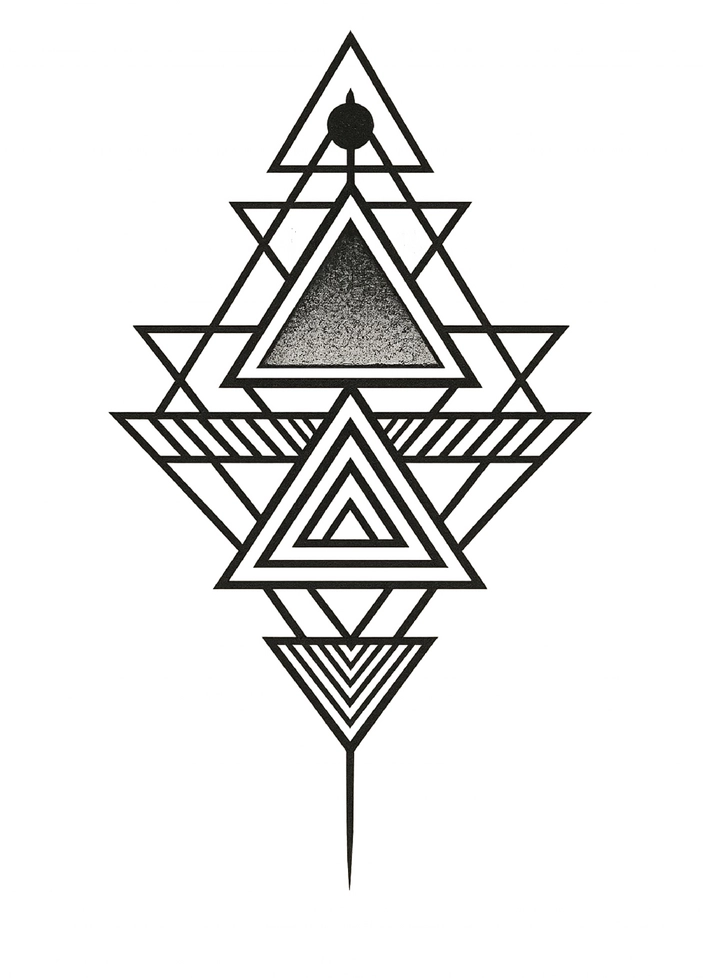Tattoovorlage geometrisches Muster mit Triangeln und Linien