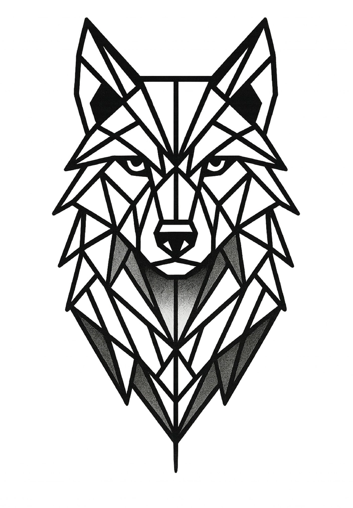 Geometrisches Wolfsmotiv Tattoovorlage