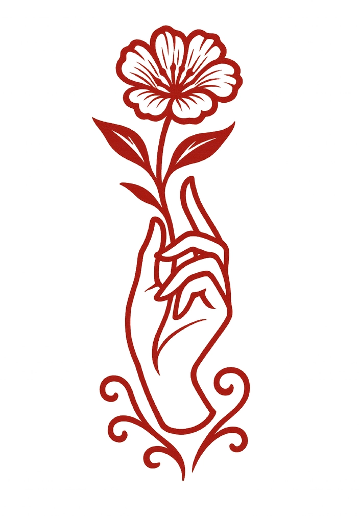 Tattoovorlage mit Hand und Blume für Frauen