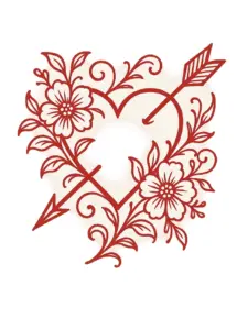 herz-mit-pfeil-und-floralen-elementen