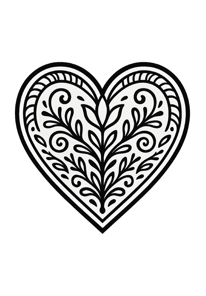 Tattoovorlage Herz mit filigranen Pflanzenmustern