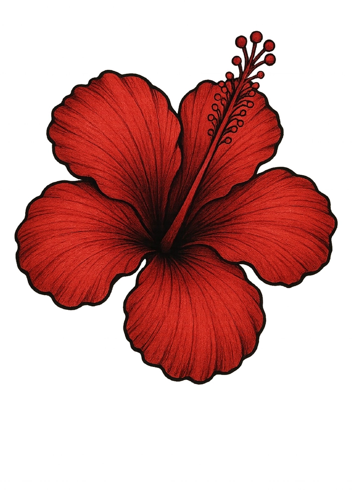 Tattoovorlage Hibiskusblüte in Rot für Frauen