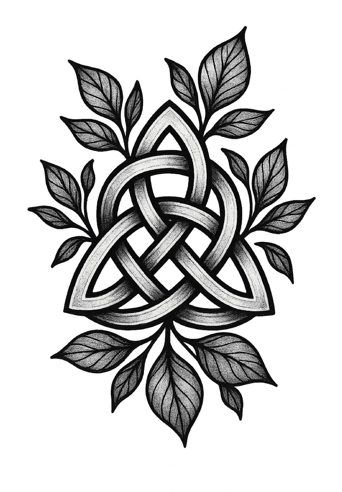 Tattoovorlage keltischer Knoten mit Blattmotiven