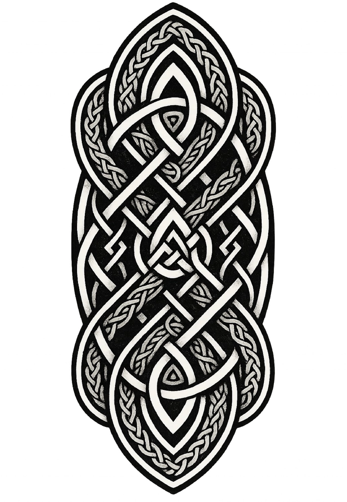 Tattoovorlage mit keltischem Knotenmuster und komplexen Formen