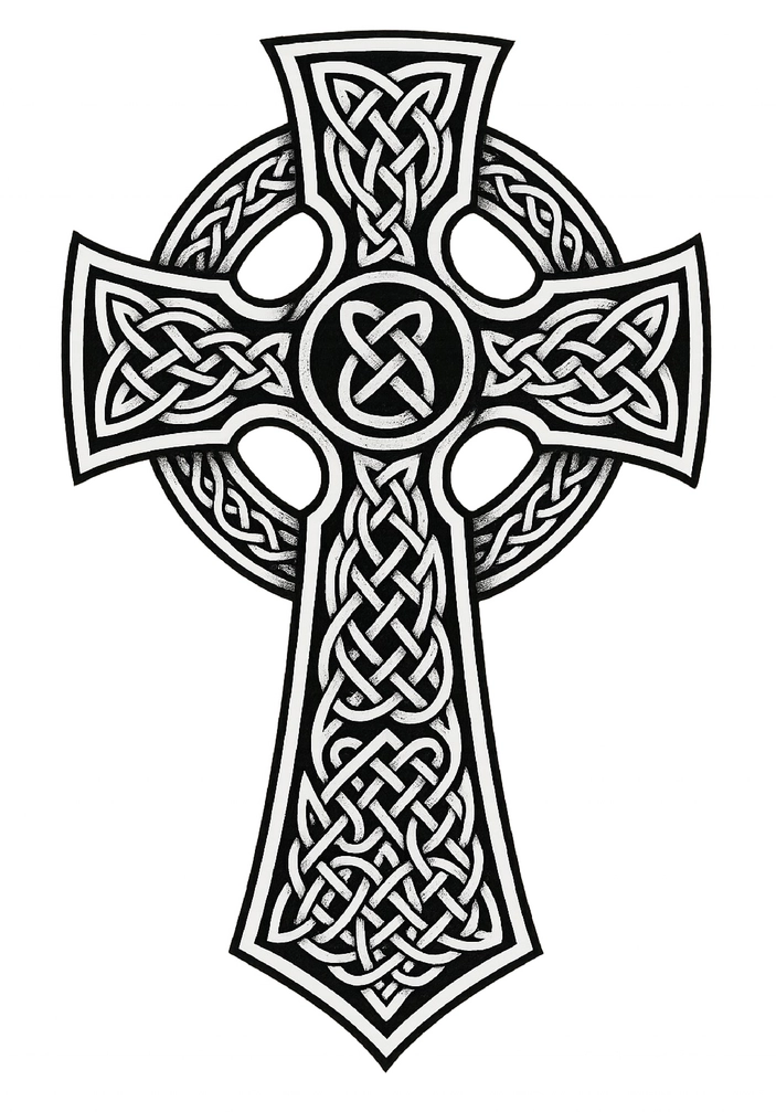 Tattoovorlage keltisches Kreuz mit komplexen Mustern
