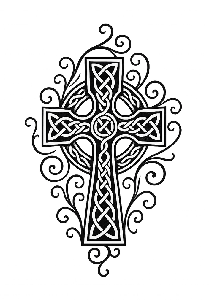 Tattoovorlage keltisches Kreuz mit Schnörkeln