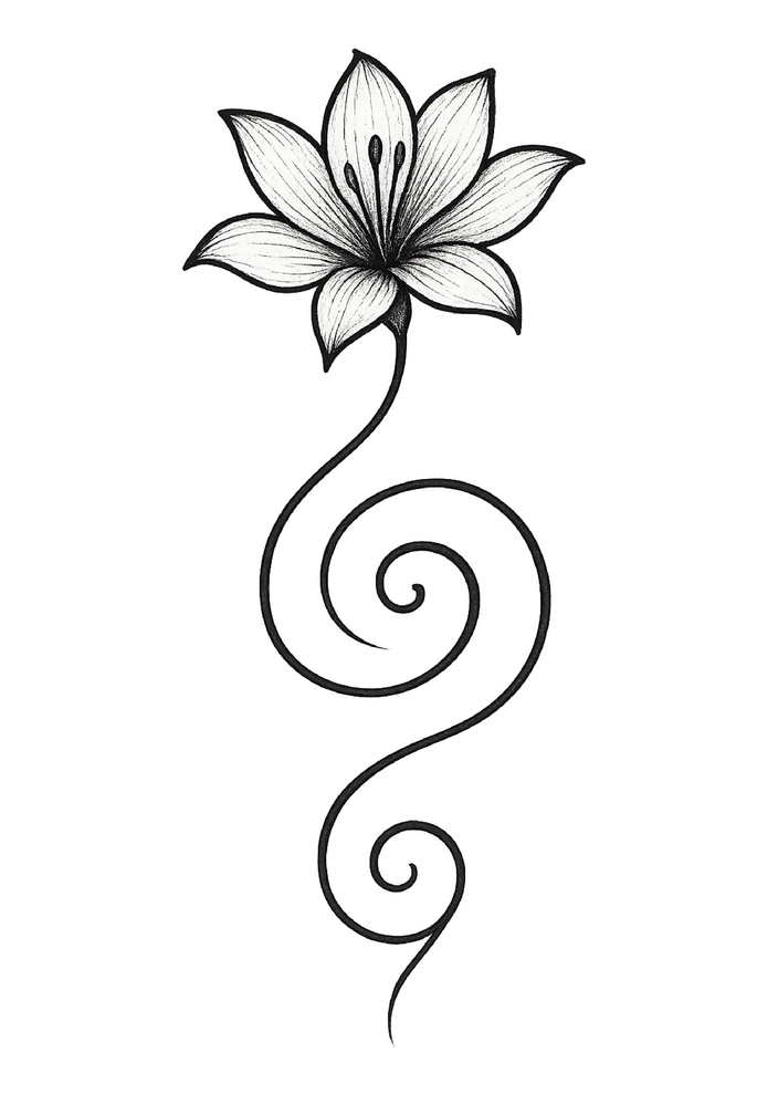 Tattoovorlage künstlerische Blume in Spirale