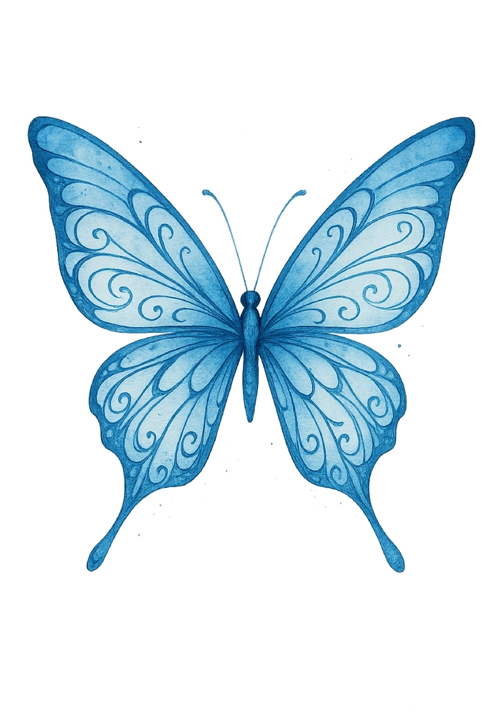 Tattoovorlage Schmetterling mit filigranen Flügelmustern für Oberschenkel