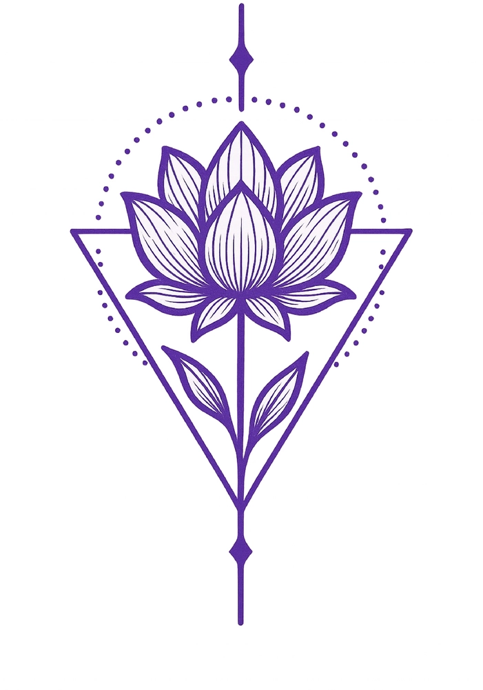 Tattoovorlage Lotusblume mit geometrischen Elementen in lila
