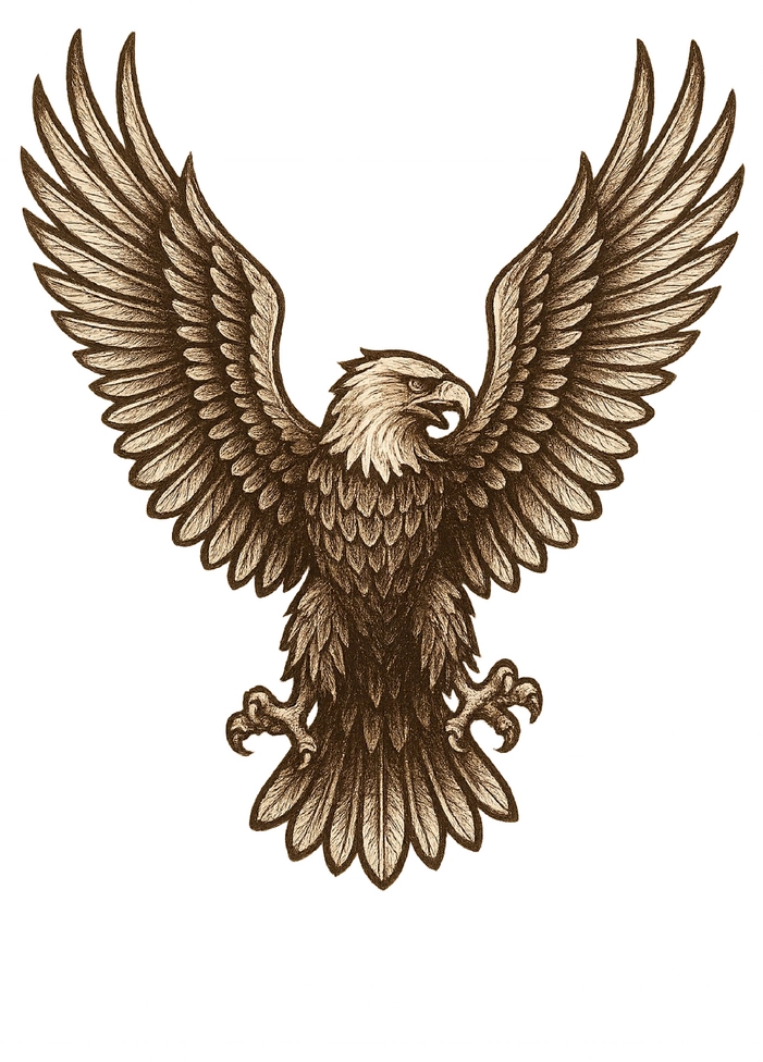 Tattoovorlage majestätischer Adler mit ausgebreiteten Flügeln