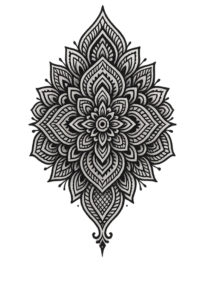 Tattoovorlage mandala-artiges Muster für Steißbein