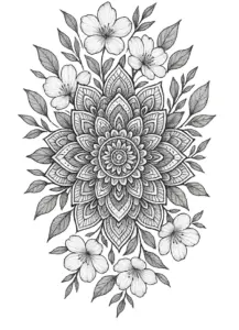 mandala-mit-blueten-und-blaettern-harmonisch