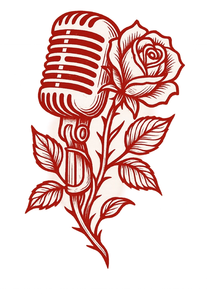 Tattoovorlage Mikrofon mit Rose für Musikliebhaber