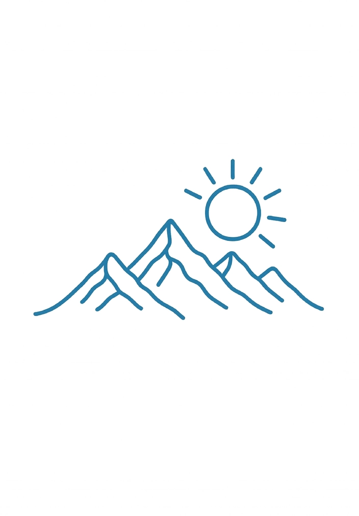 Tattoovorlage minimalistische Berge mit Sonne