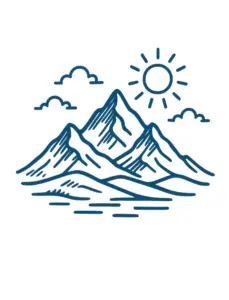 minimalistische-berglandschaft-mit-sonne-tattoo-vorlage