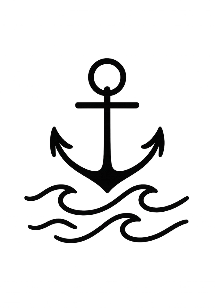 Tattoovorlage minimalistischer Anker mit Wellen