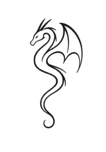 minimalistischer-drache-mit-fliessenden-linien-tattoo-vorlage