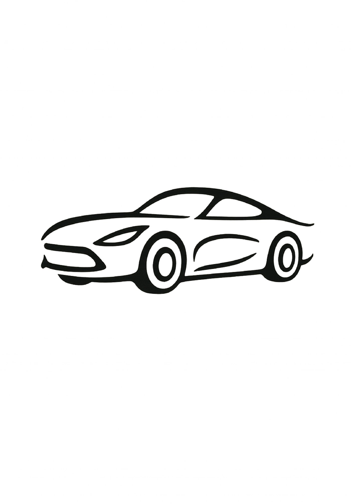 Tattoovorlage minimalistisches Auto mit geschwungenem Design