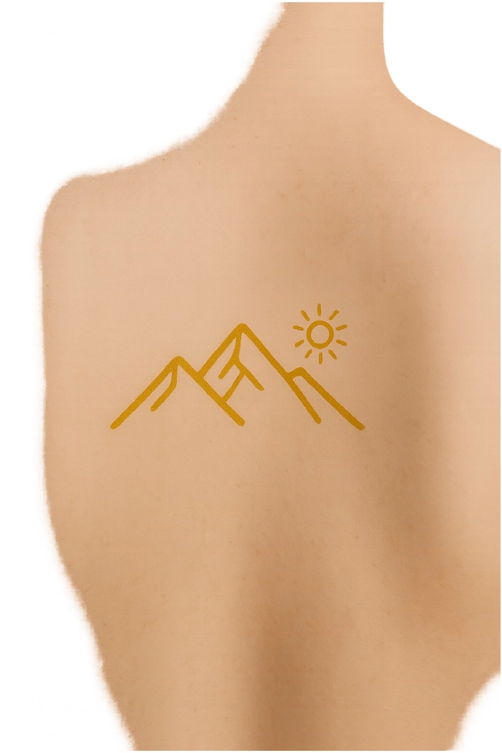 Tattoovorlage minimalistisches Bergmotiv mit Sonne