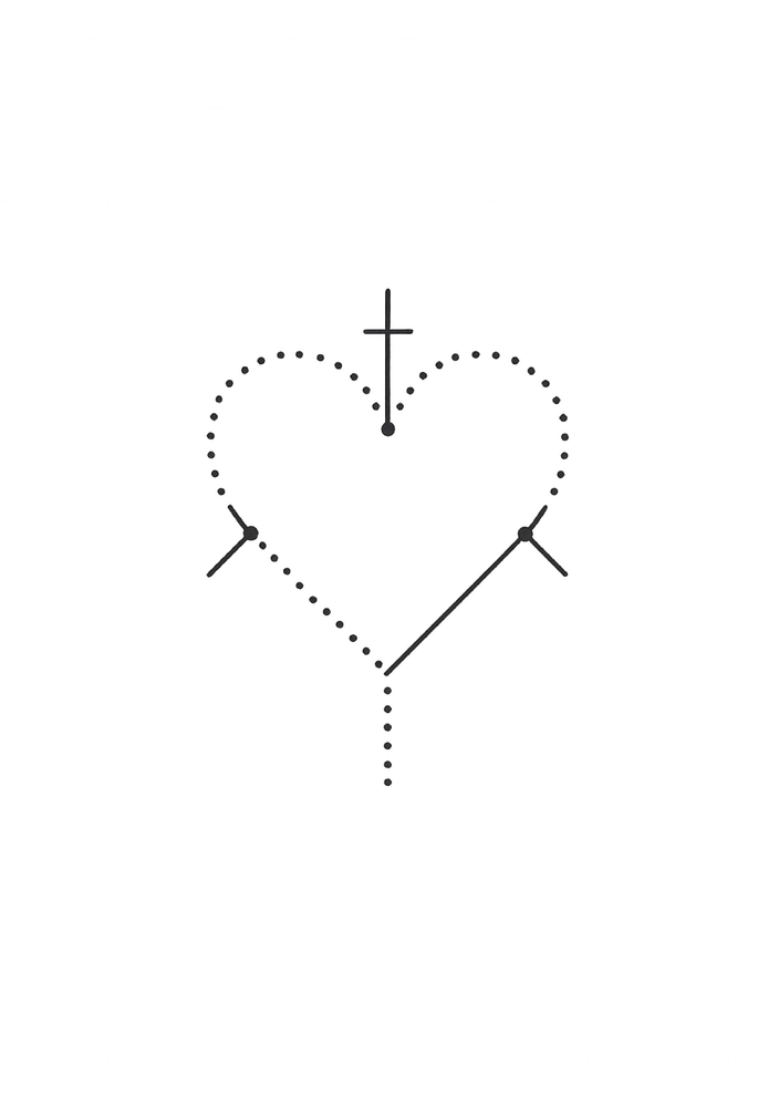 Tattoovorlage minimalistisches Herz mit Kreuz für Steißbein