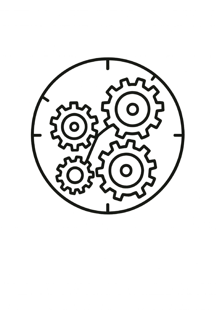 Tattoovorlage minimalistisches Uhrwerk mit Zahnrädern