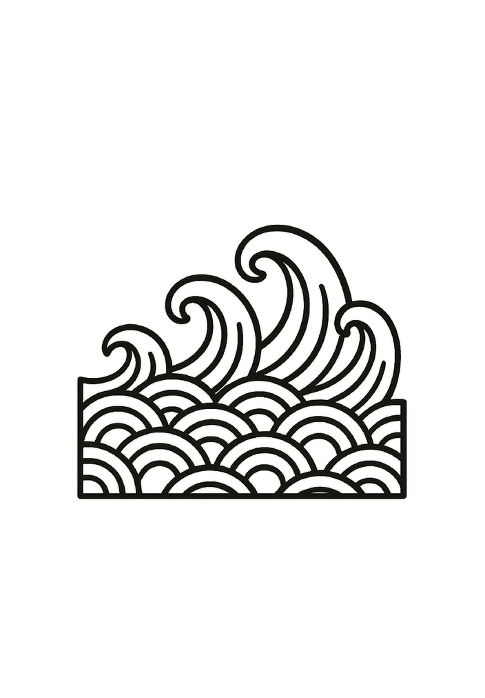 Tattoovorlage minimalistisches Wellenmuster japanischer Stil