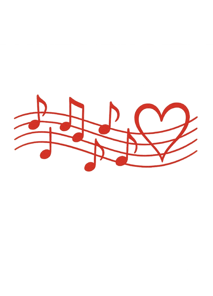 Tattoovorlage mit Musiknoten und Herz-Design