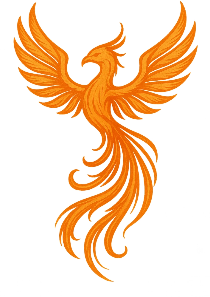 Tattoovorlage Phoenix in Orangetönen für Männer
